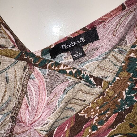 Madewell Shirred Cap-Sleeve Top in Brushstroke Monstera - Picture 3 of 6